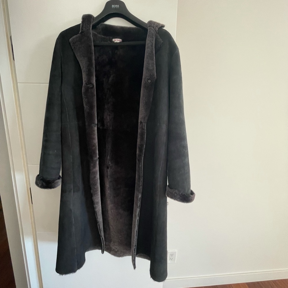 COPY - Beautiful deep grey genuine shearling coat size 8